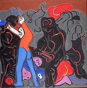 ortega pannello massacro IV opera in cartapesta cm150x180 